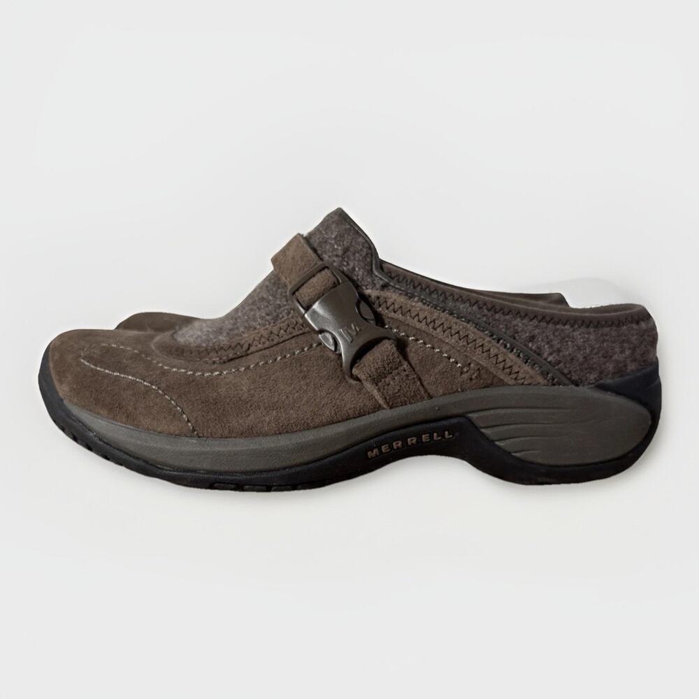 Merrell Shoes Wool Suede Clogs - Women 7.5 - Brown Encore SideStep Mules